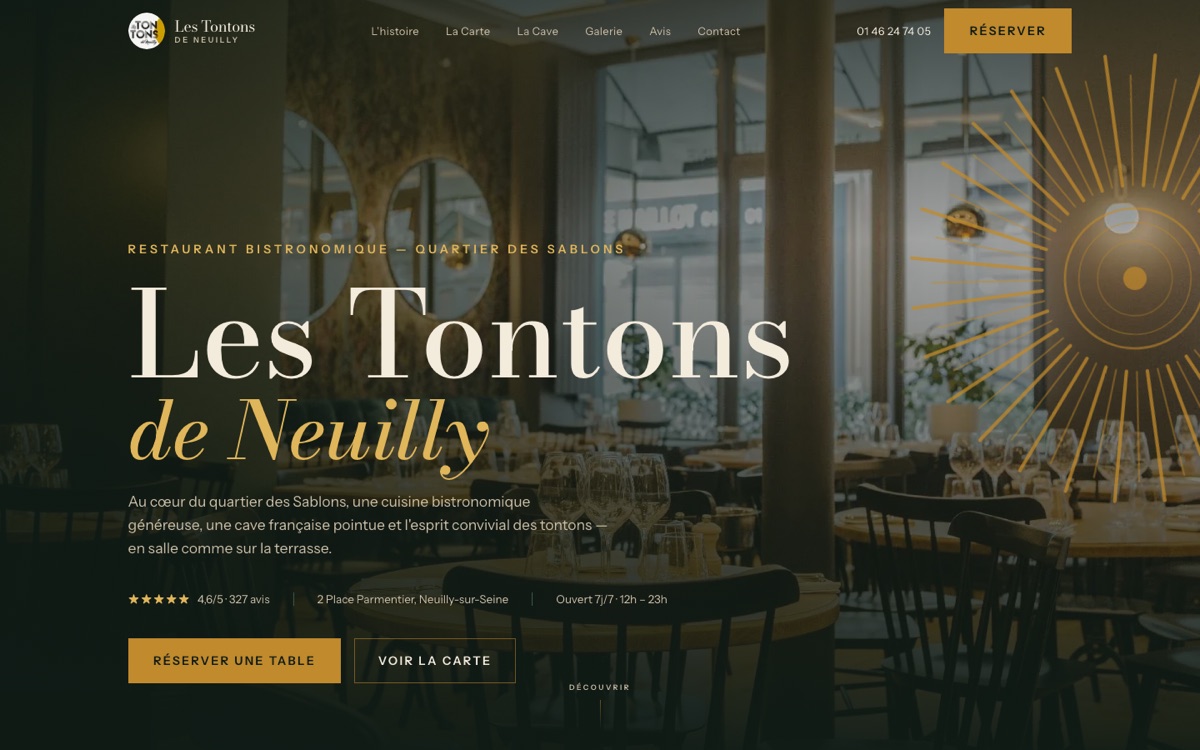 Site Les Tontons de Neuilly conçu par Nexsua